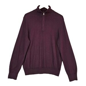 Banana Republic Silk Cotton Cashmere 1/4 Zip Mens L Tall Burgandy Sweater Knit